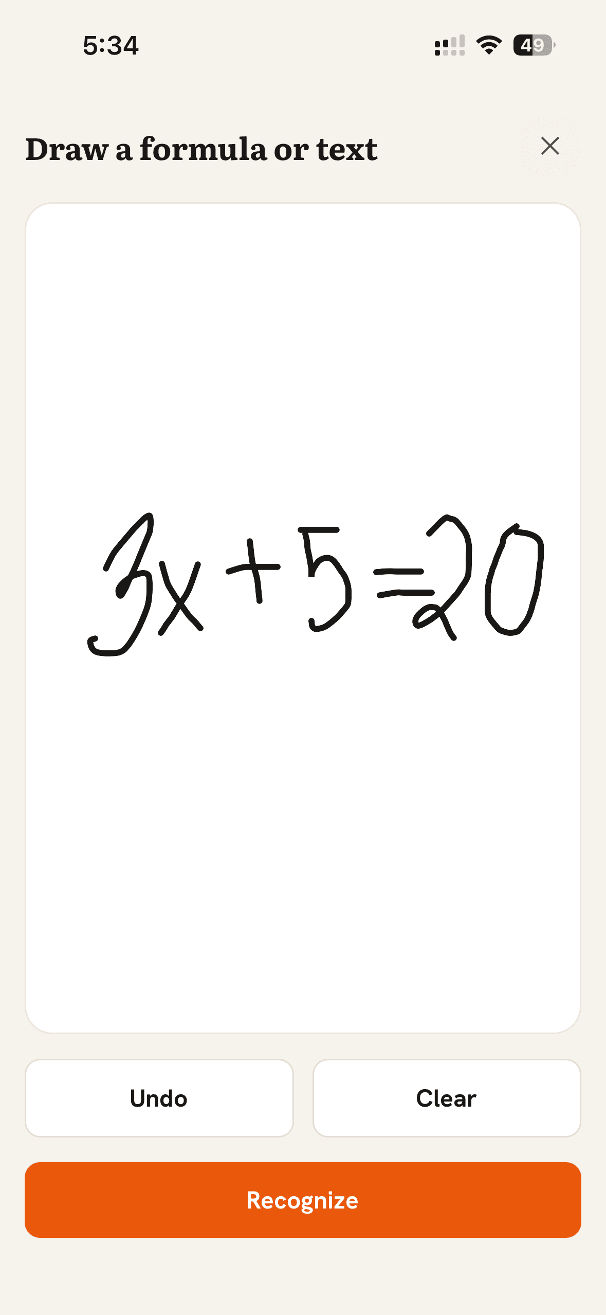 Formulas drawn by finger